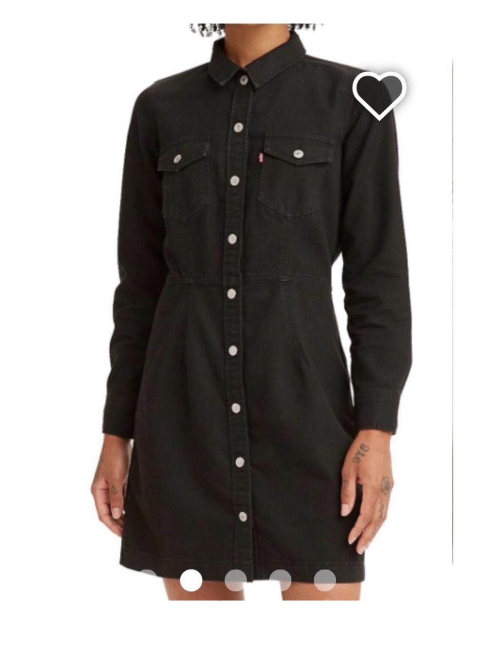 Levi's Black Button-Front Midi Shirt Dress